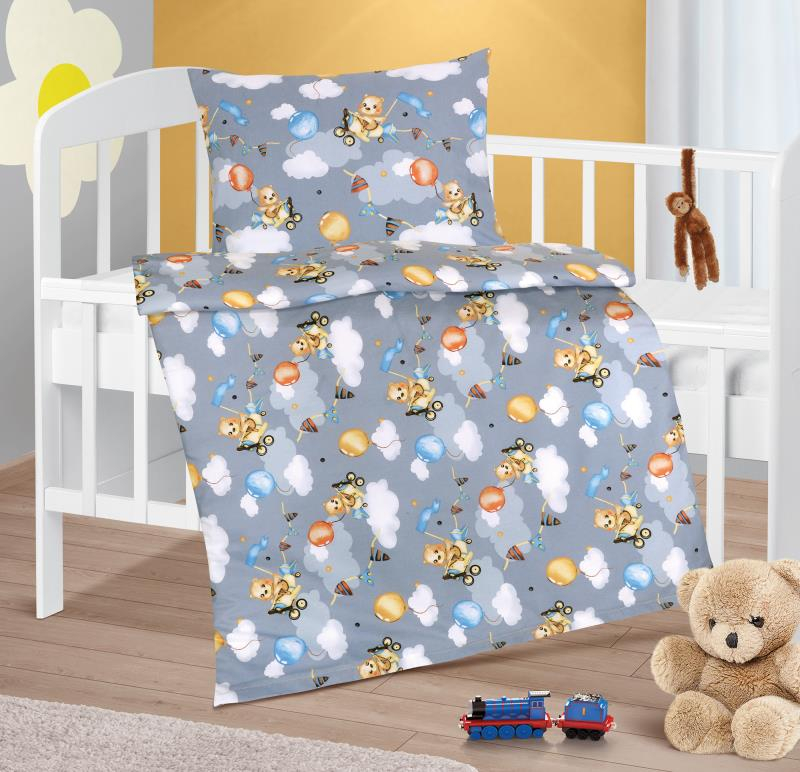 Dětské bavlněné povlečení 90x135+45x60 Medvídek v letadle