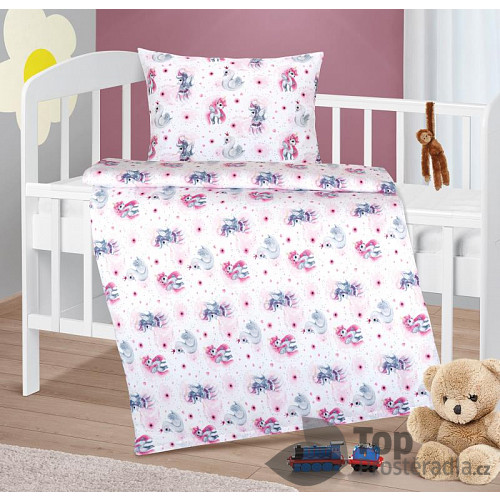 Dětské bavlněné povlečení 90x135+45x60 Jednorožci