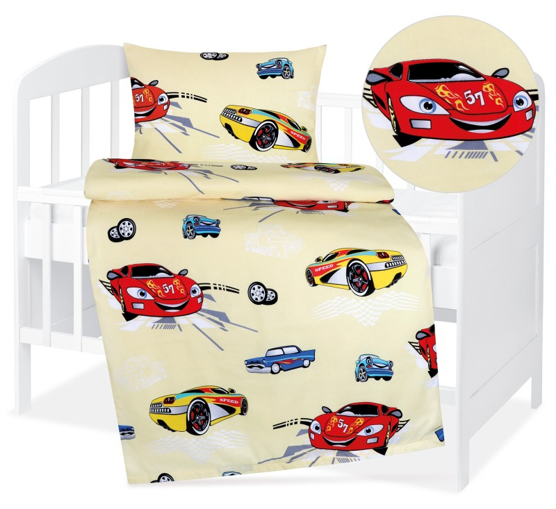 Dětské bavlněné povlečení 90x135+45x60 Barevná autíčka