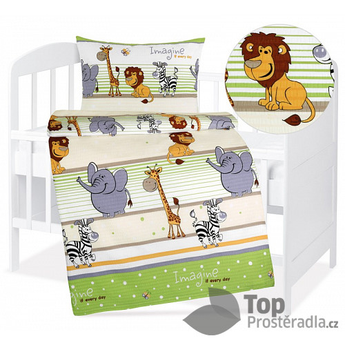 Dětské krepové povlečení 90x135+45x60 Veselá Zoo 3