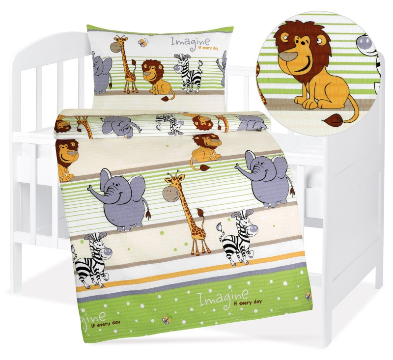 Dětské krepové povlečení 90x135+45x60 Veselá Zoo 3