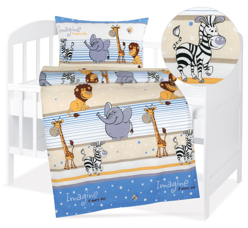 Dětské krepové povlečení 90x135+45x60 Veselá Zoo 2