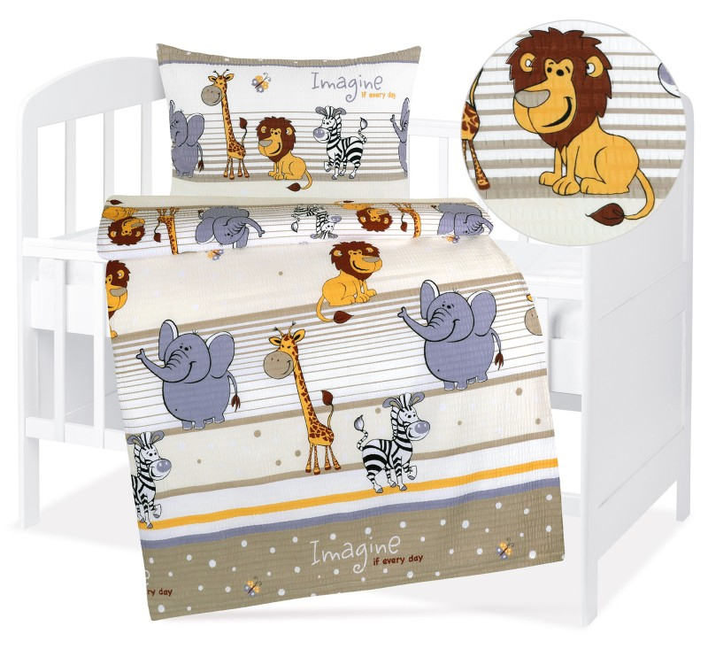 Dětské krepové povlečení 90x135+45x60 Veselá Zoo