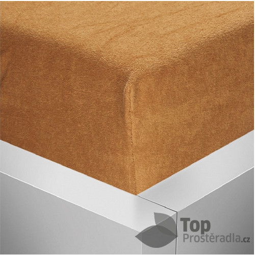 Froté prostěradlo 220x200 Premium - Karamelová