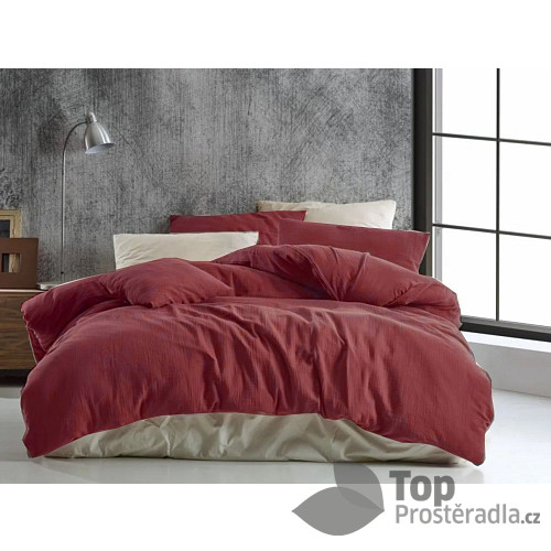 Mušelínové povlečení 140x200+70x90 Vínové
