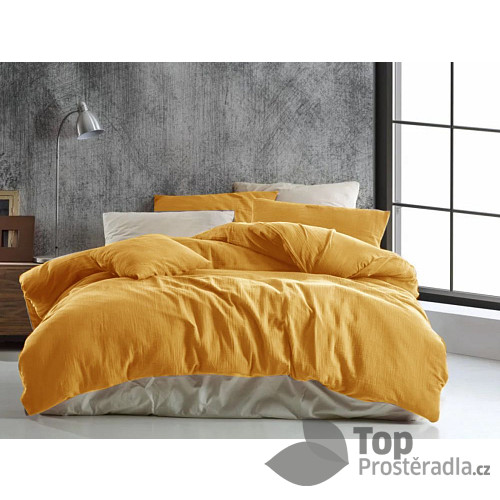 Prodloužené mušelínové povlečení 140x220+70x90 Žluté