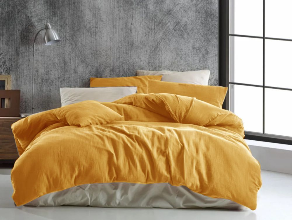 TOP Mušelínové povlečení 140x220+70x90 Žluté