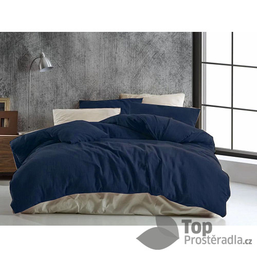Prodloužené mušelínové povlečení 140x220+70x90 Tmavě modré