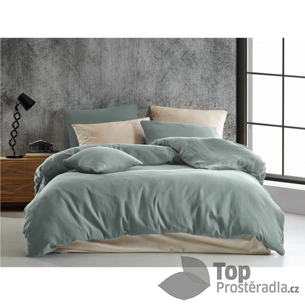 TOP Mušelínové povlečení 140x200+70x90 Světle zelené
