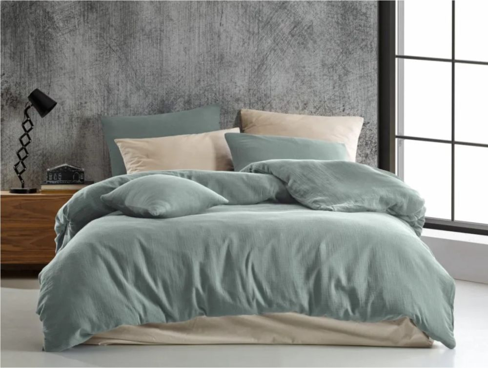 TOP Mušelínové povlečení 140x200+70x90 Světle zelené