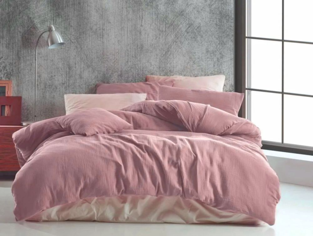 TOP Mušelínové povlečení 140x200+70x90 Růžové