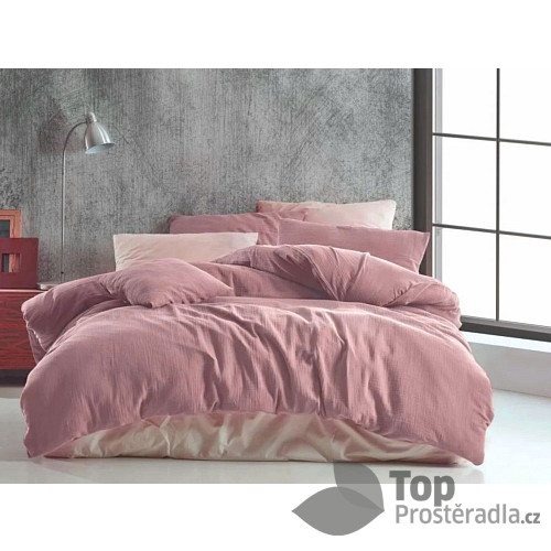 Prodloužené mušelínové povlečení 140x220+70x90 Růžové