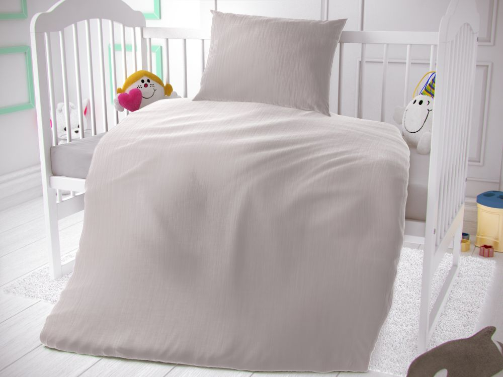 Fotografie Kvalitex Dětské mušelínové povlečení do postýlky smetanová, 90 x 135 cm, 45 x 60 cm