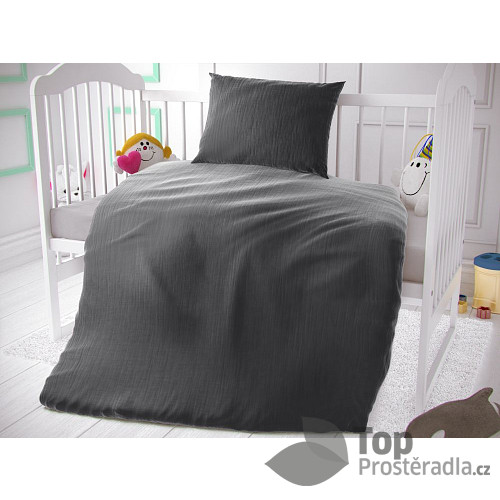Dětské mušelínové 90x135+45x60 Tmavě šedé