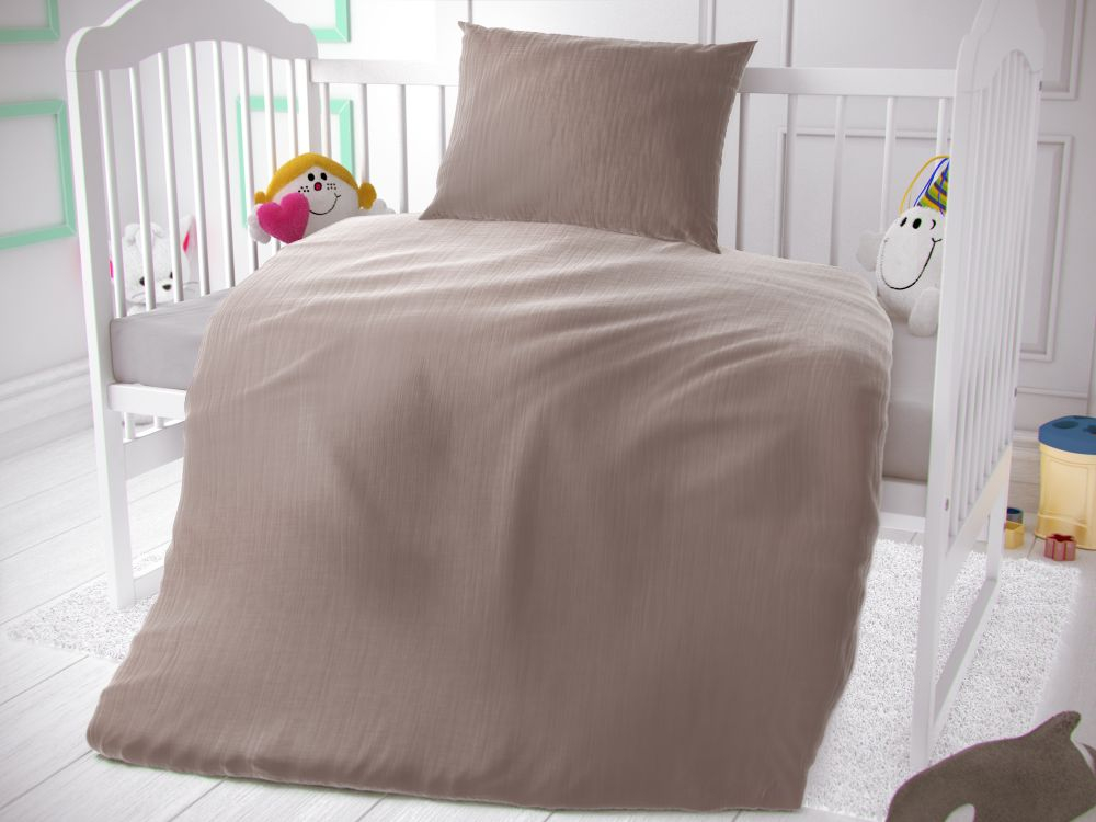 Fotografie Kvalitex Dětské mušelínové povlečení do postýlky béžová, 90 x 135 cm, 45 x 60 cm