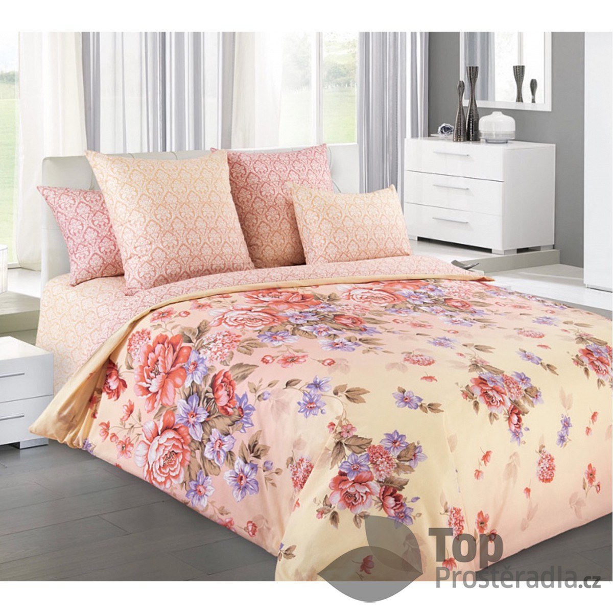 TOP Perkálové povlečení KARAMEL 220x200+2x70x90