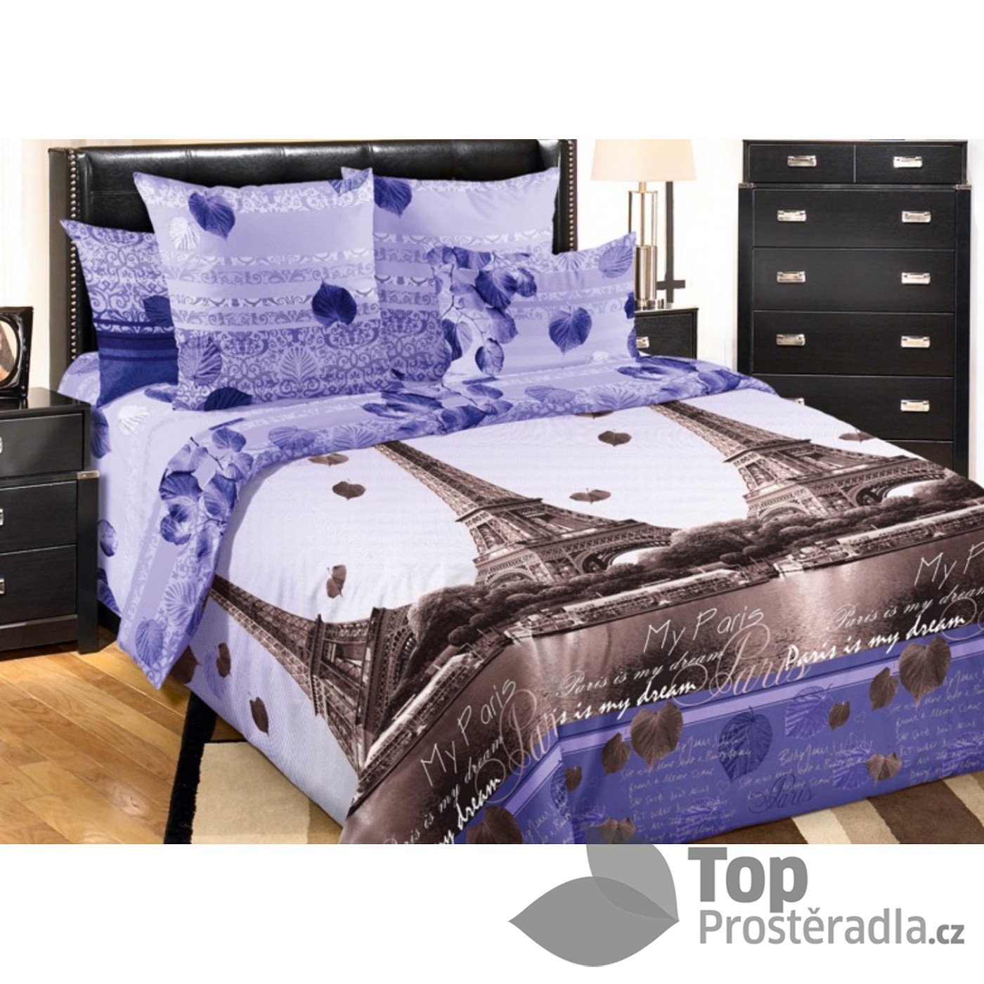 TOP Perkálové povlečení ROMANTIKA V PAŘÍŽI 140x200+70x90