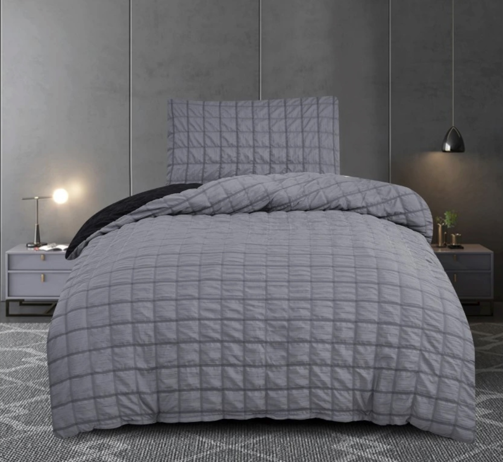 Krepové povlečení NAOMI 140x200+70x90 Tmavě šedá