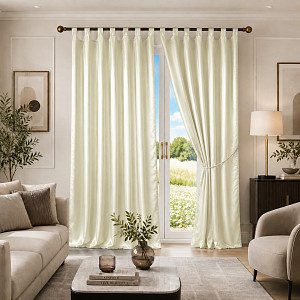 Saténové závěsy Home Art - 150x160 - 2 kusy Krémové