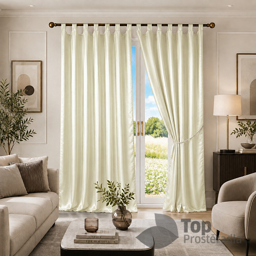 Saténové závěsy Home Art - 150x160 - 2 kusy Krémové