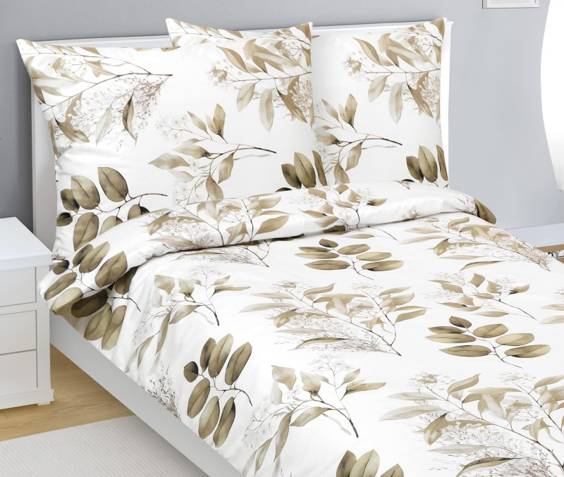 TP Saténové povlečení DeLuxe 140x200+70x90 Listy