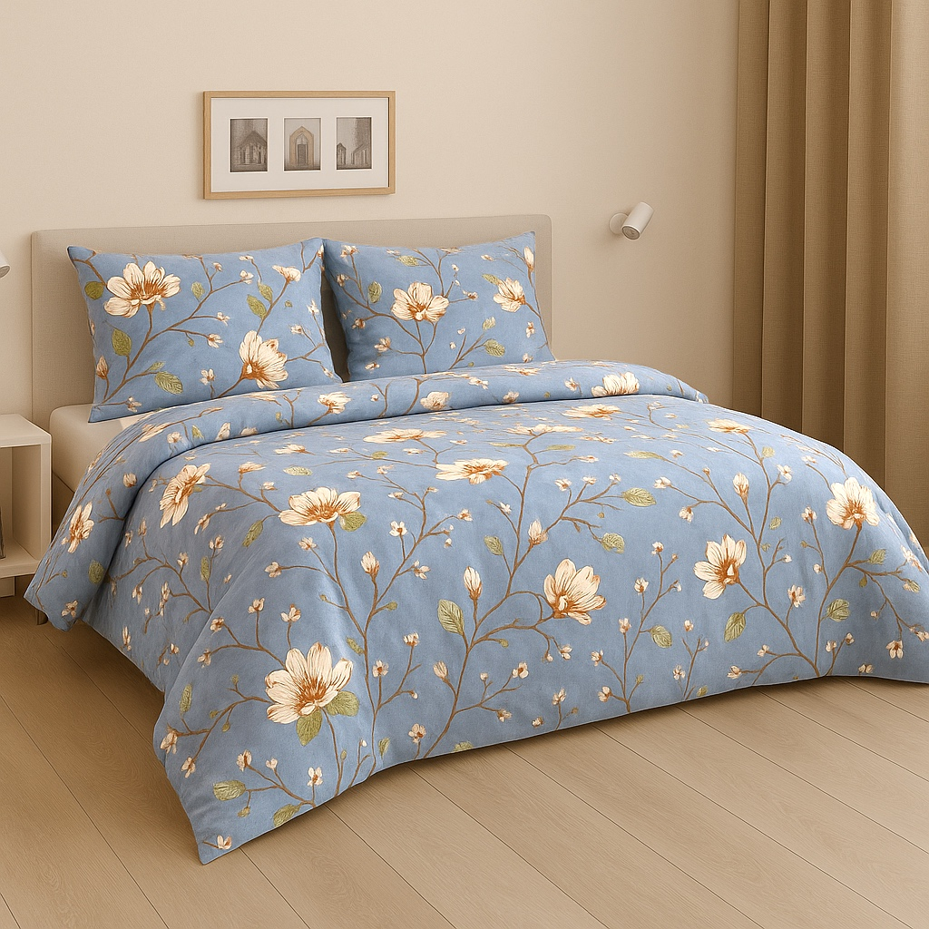 TOP Bavlněné povlečení Deluxe 140x200+70x90 Modrošedá zahrada