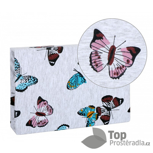 Prostěradlo jersey s elastanem 70x140 Motýlek
