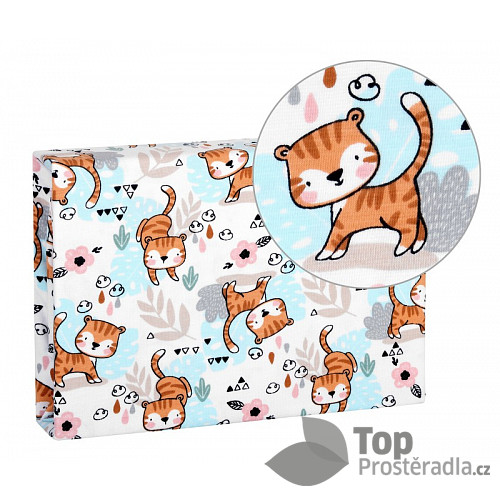 Prostěradlo jersey s elastanem 70x140 Kočka