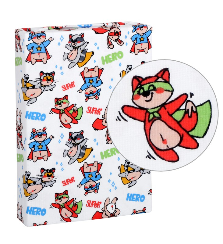 TOP Prostěradlo jersey s elastanem 90x200 Superhrdina liška, mýval, kočka