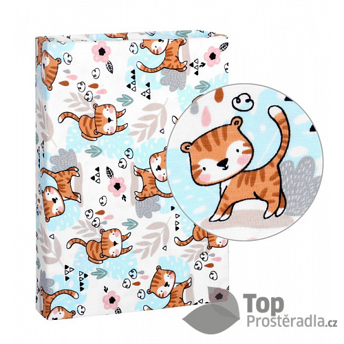 Prostěradlo jersey s elastanem 90x200 Kočka