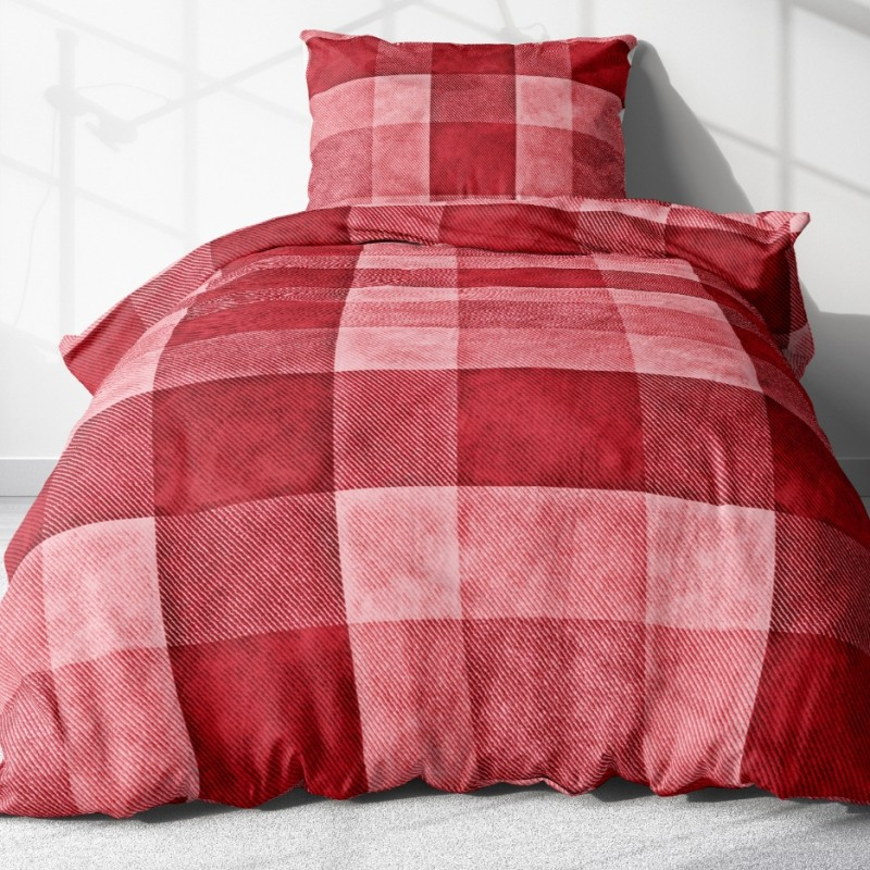 TP Krepové povlečení ECONOMY 140x200+70x90 Červená kostka