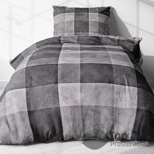 Krepové povlečení ECONOMY 140x200+70x90 Šedá kostka