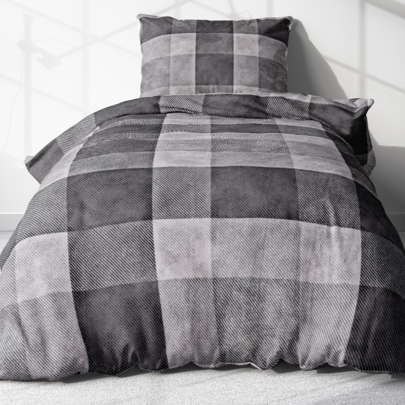 TP Krepové povlečení ECONOMY 140x200+70x90 Šedá kostka