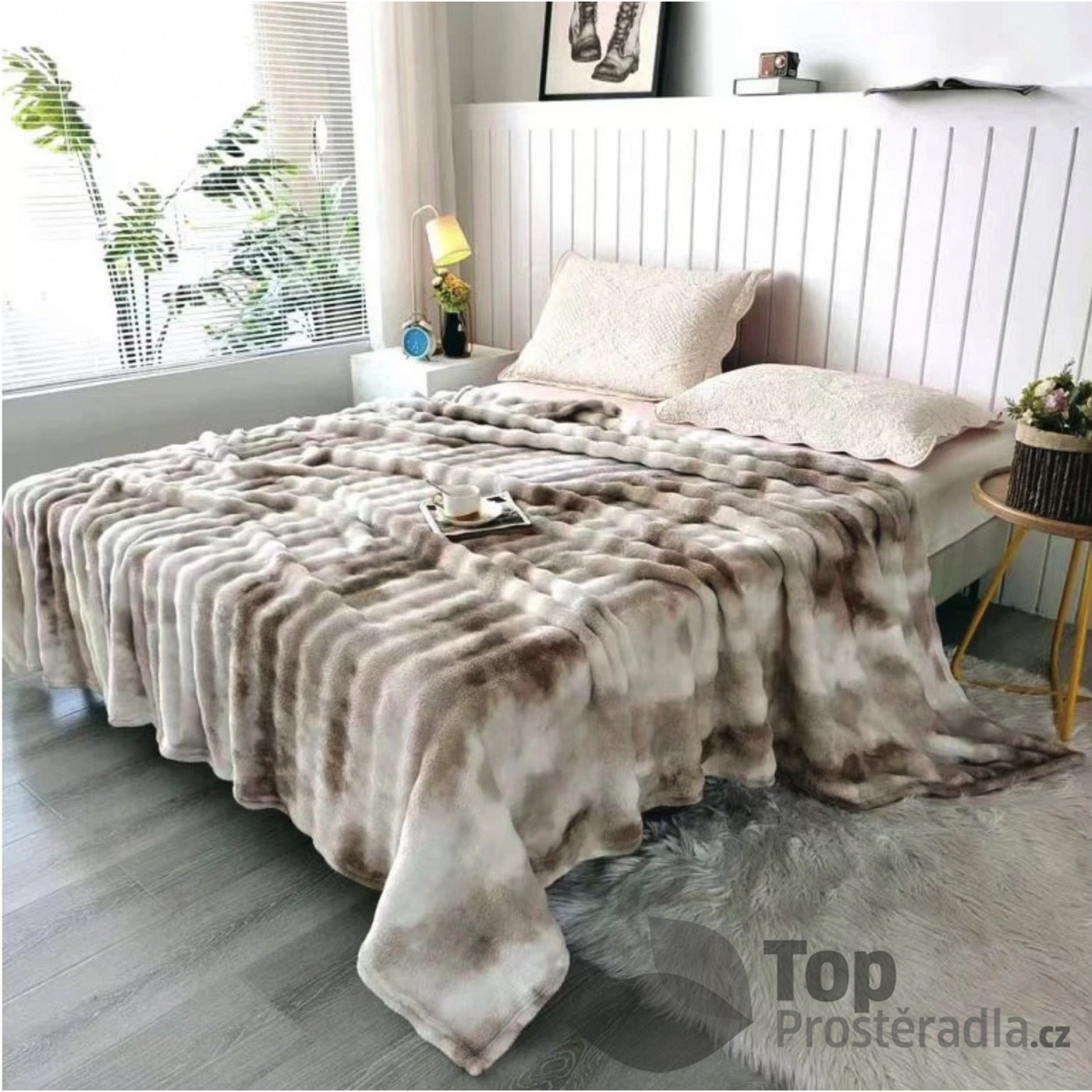Mikroplyšová deka Premium 150x200 Victory svěle hnědá :: TopProstěradla.cz