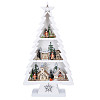 Solight LED dřevěný vánoční stromek s dekoracemi, 13x LED, bílá, 53cm, 2x AA