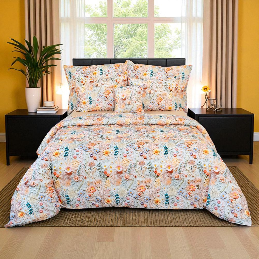 Fotografie Francouzské 5D bavlněné povlečení 240x220+2x70x90 Polní kvítí