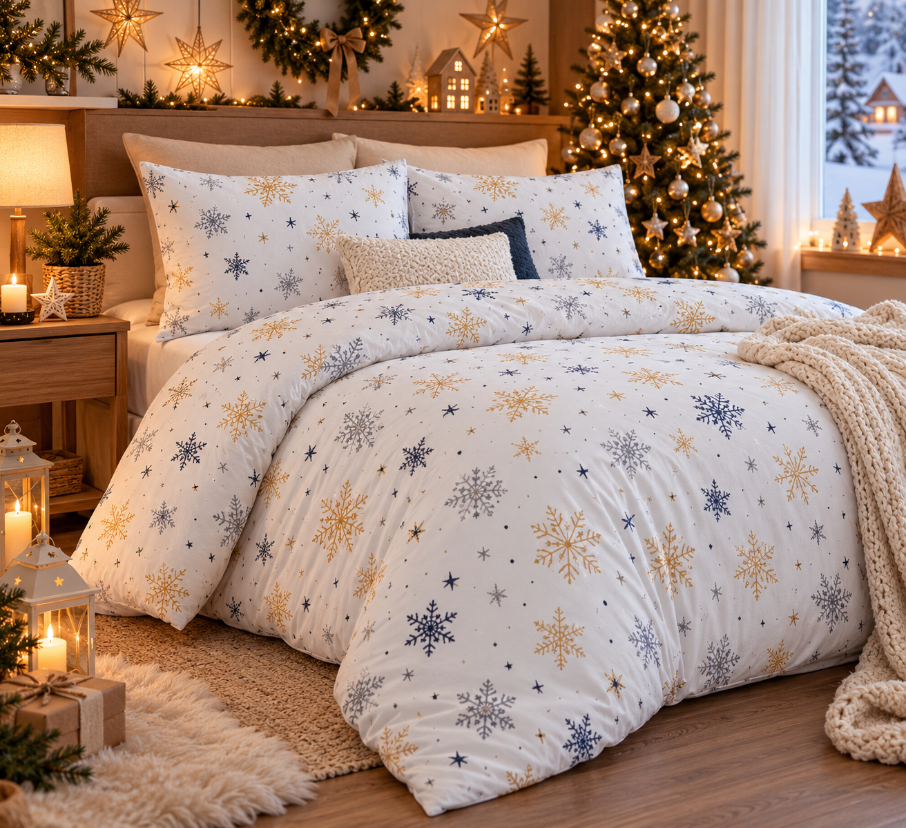 TOP Bavlněné povlečení DELUXE 140x200+70x90 Zima modrá