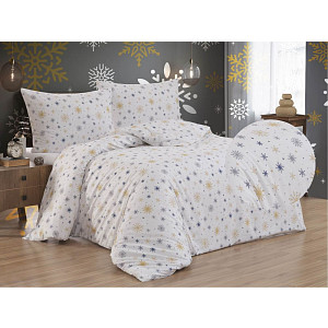 Bavlněné povlečení DELUXE 140x200+70x90 Zima modrá