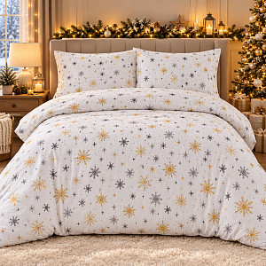 Bavlněné povlečení DELUXE 140x200+70x90 Zima černá