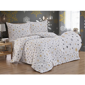 Bavlněné povlečení DELUXE 140x200+70x90 Zima černá