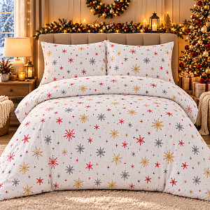Bavlněné povlečení DELUXE 140x200+70x90 Zima červená