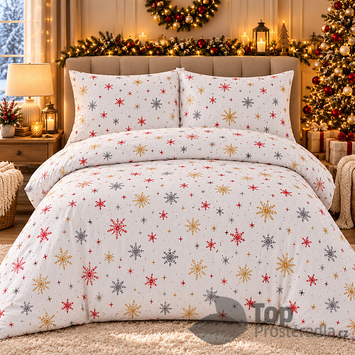 Bavlněné povlečení DELUXE 140x200+70x90 Zima červená
