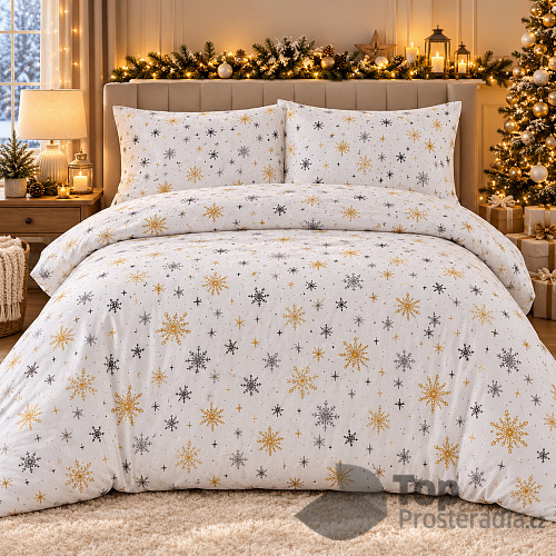 Bavlněné povlečení DELUXE 140x200+70x90 Zima šedá