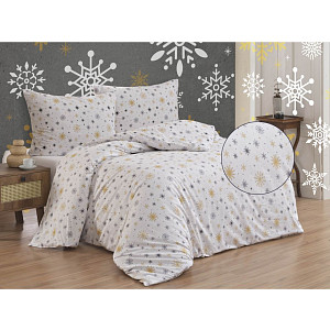 Bavlněné povlečení DELUXE 140x200+70x90 Zima šedá