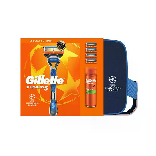Gillette Xmass sada UEFA holicí strojek + 4 hlavice a gel na holení 200 ml Dárková sada pro muže