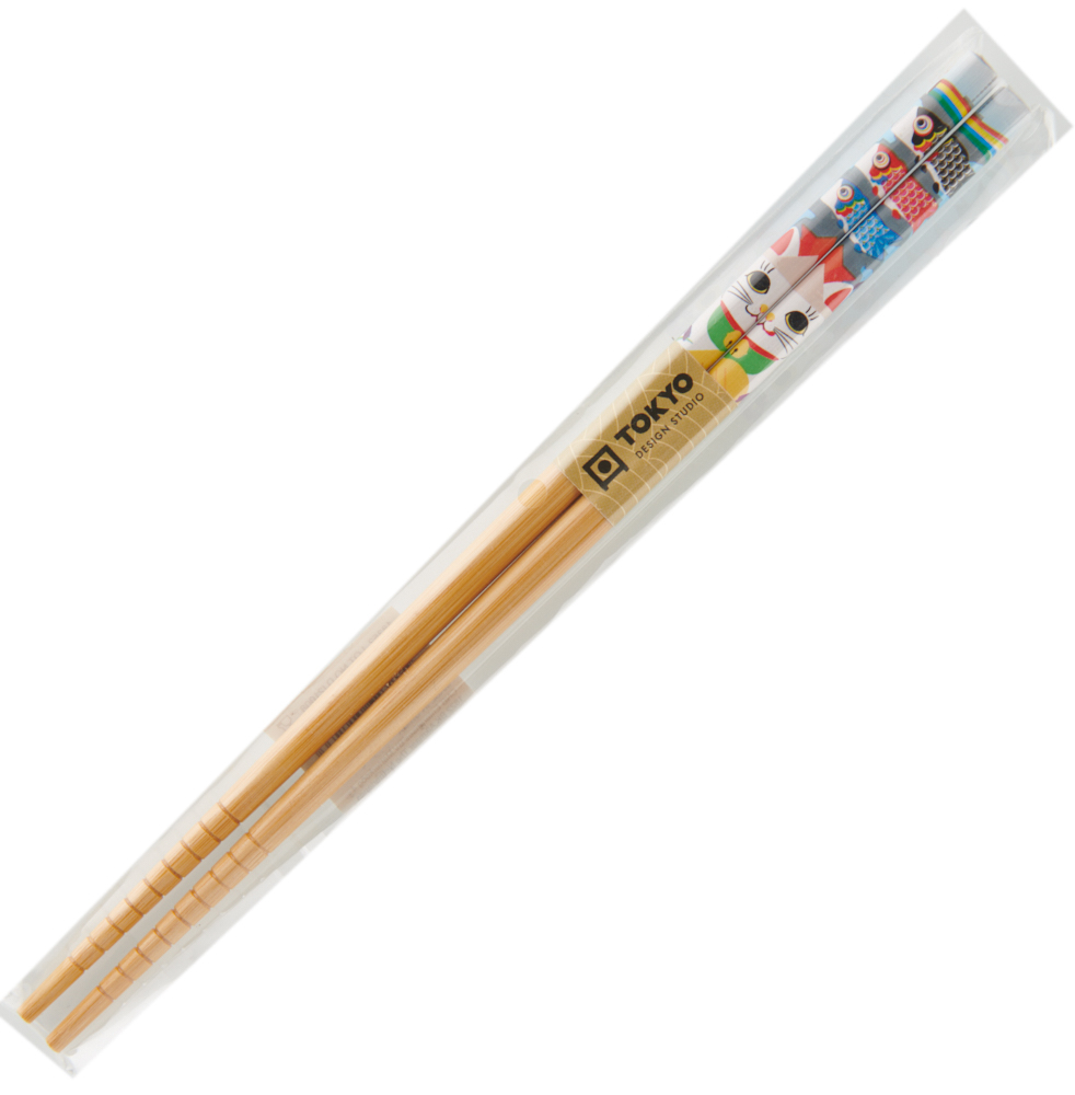 Tokyo Design Hůlky design Kočka 1 pár - Kočka s rybičkami