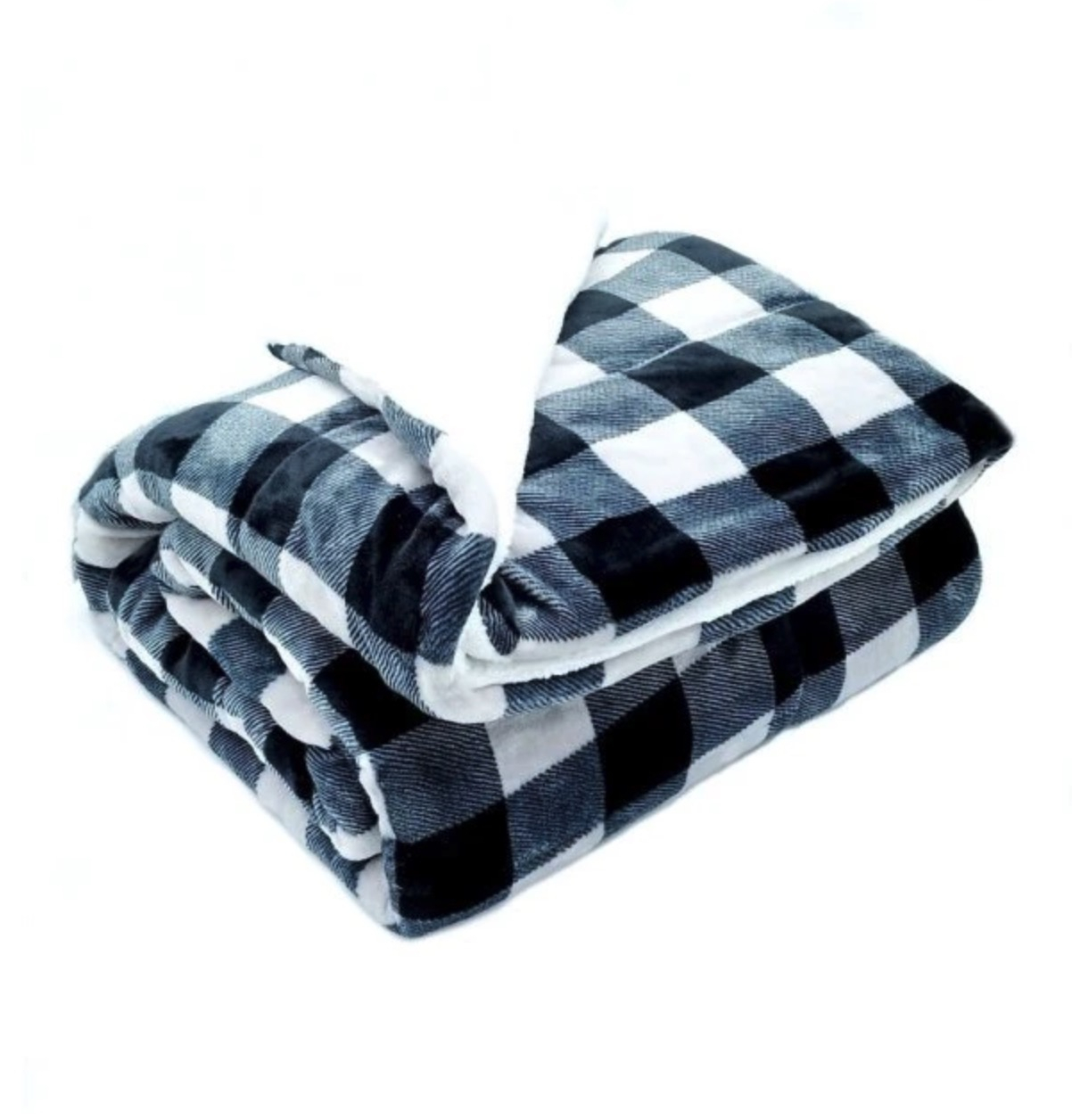 Prošívaná přikrývka s beránkem Komfort 150x200 Káro černobílé