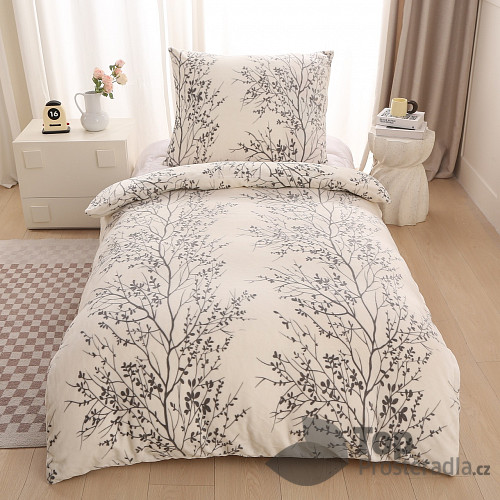 Mikroplyšové povlečení Premium 140x200+70x90 Natura krémová
