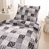 Mikroplyšové povlečení Premium 140x200+70x90 Patchwork šedočerný