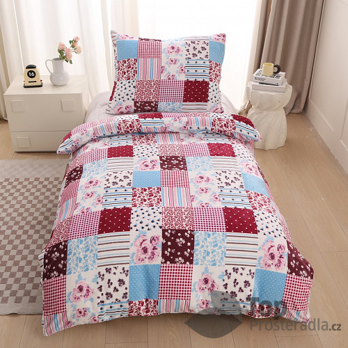 Mikroplyšové povlečení Premium 140x200+70x90 Patchwork barevný